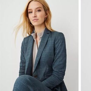 Ann Taylor Cross Hatch One-Button Blazer